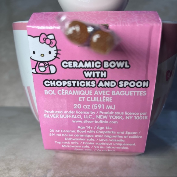 Hello Kitty Ceramic Bowl w/ Chopsticks & Spoon - Picture 5 of 6